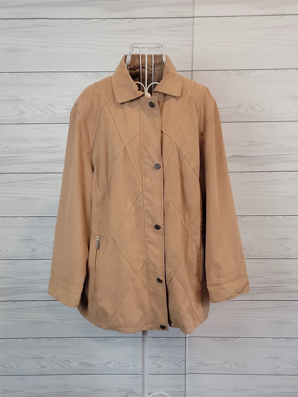 C S Outdoor  Tan Button-Front Jacket Wirh Zipper Womens Size L